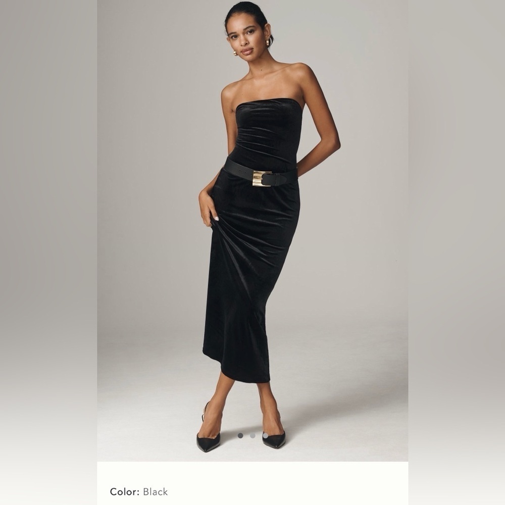 NWT new medium Anthropologie tilda strapless velvet slip dress black long